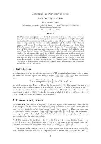 First page of the note Counting the Pentametric areas from an empty square