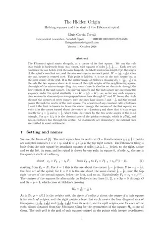 First page of the note The Hidden Origin: halving squares and the start of the Fibonacci spiral