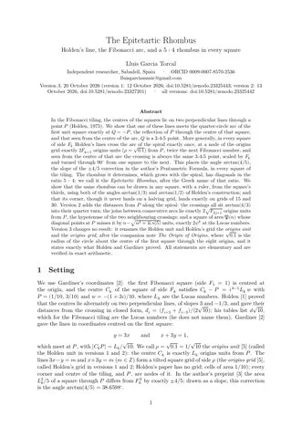 First page of the note The Epitetartic Rhombus
